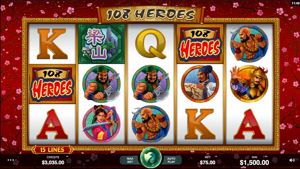 Screenshot of 108 Heroes slot from Microgaming