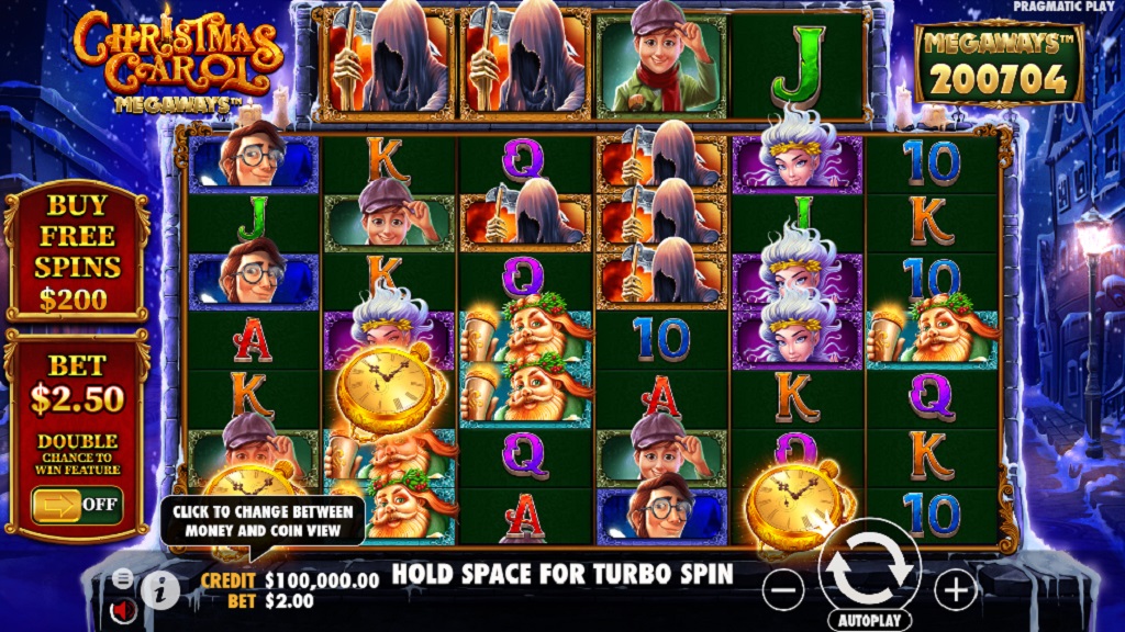 Screenshot of Christmas Carol Megaways slot from Pragmatic Play