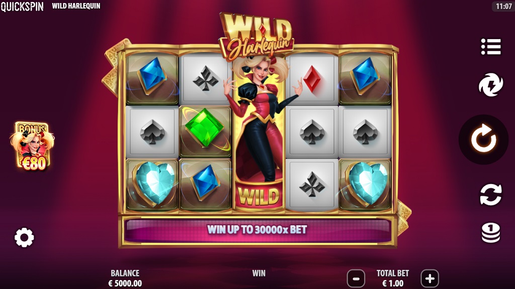 Screenshot of Wild Harlequin slot from Quickspin